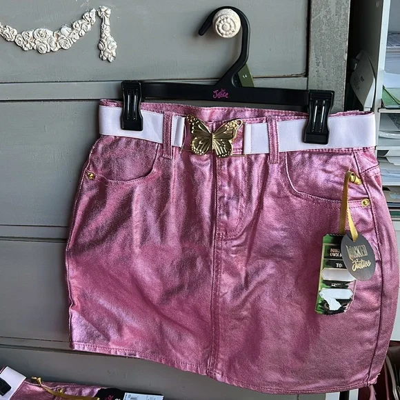 🎀Wicked x Justice Girl's Pink Shimmering Denim Skirt Skort 12yrs-14 yrs 16yrs✨ - Picture 6 of 8